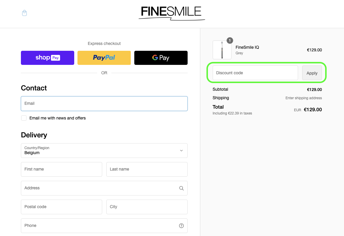 Finesmile Code promo